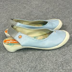 Softinos by Fly London Sandals Women’s 5.5 Leather Slingbacks Closed Toe Blue